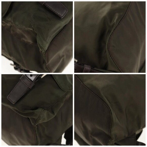 PRADA Backpack Nylon Khaki Silver Auth 157774 main image 14